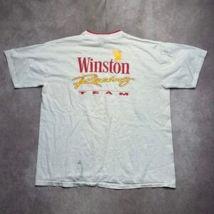 Vintage 90s Winston Racing Team Pocket T-Shirt Double Collar Distressed XL USA